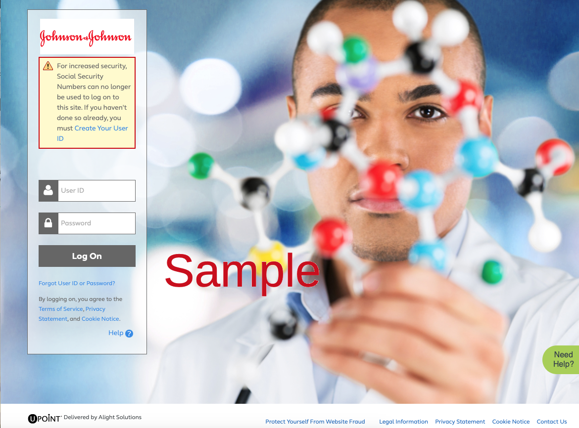 jnj johnson & johson sample employee benefits login page FOR YOUR