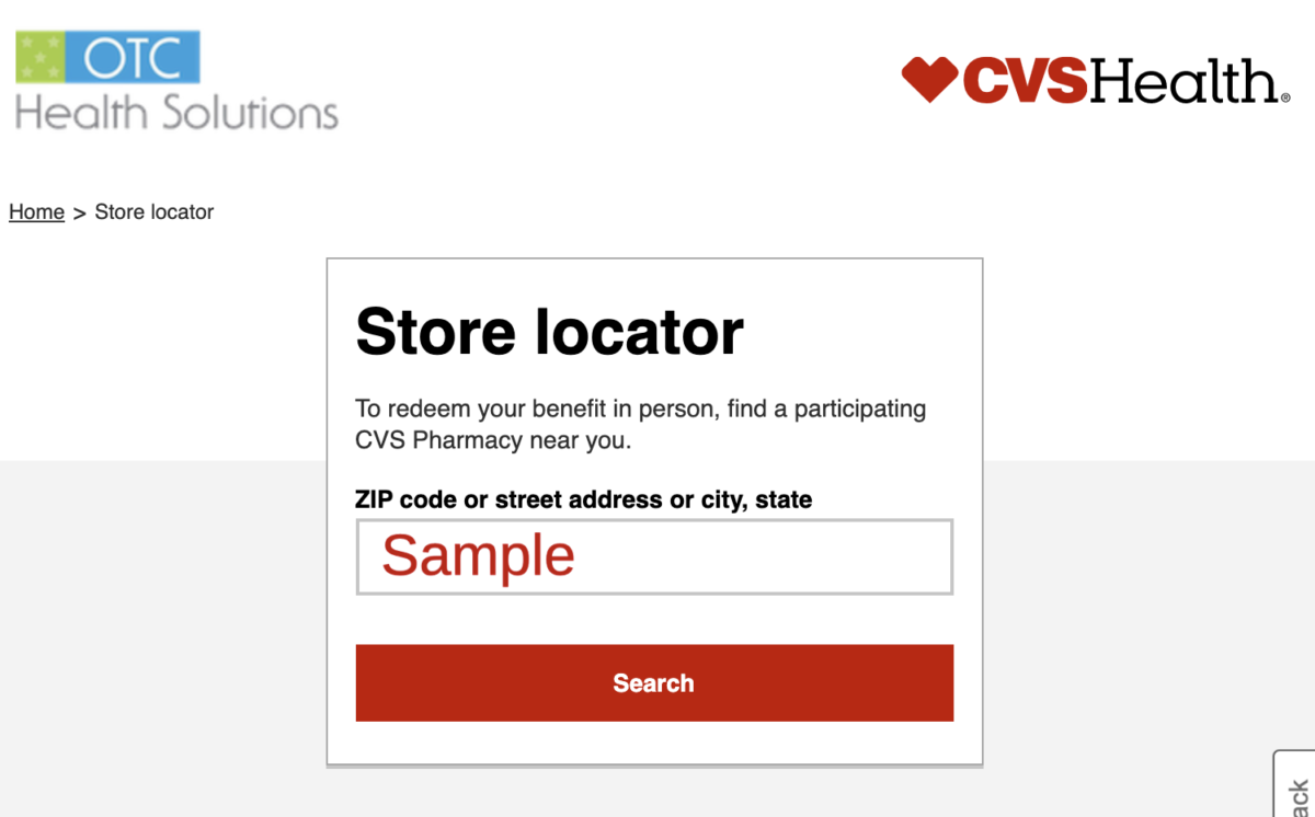 CVS health OTCHS store locator