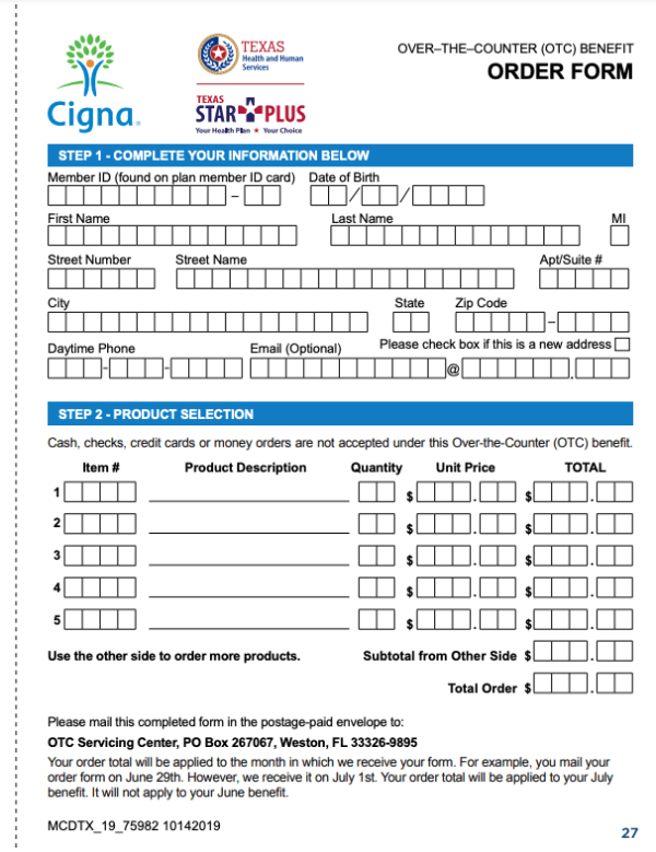 Cigna OTC 2023 OverTheCounter Catalog Mail Form