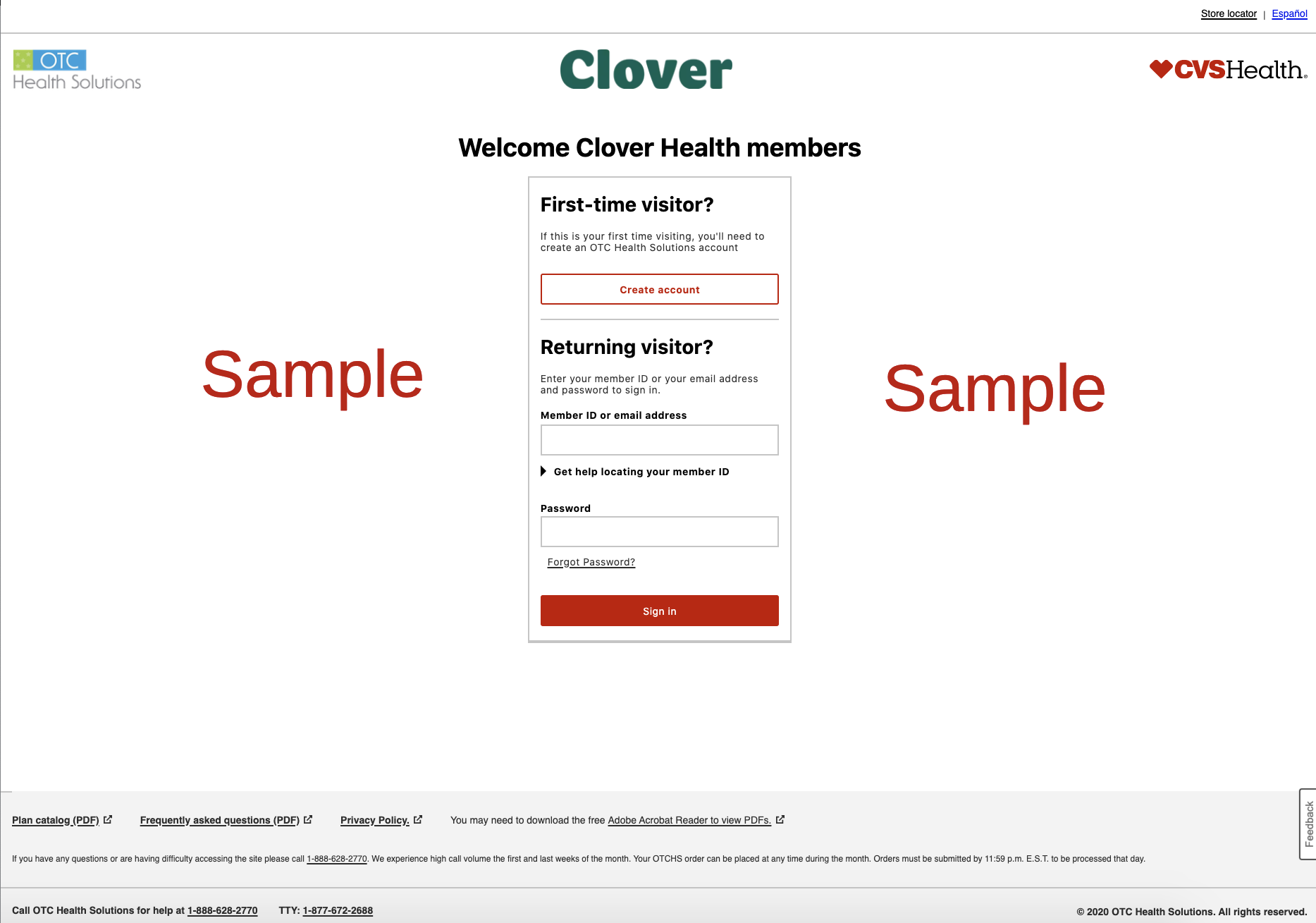 CloverHealthOTCHSloginpage