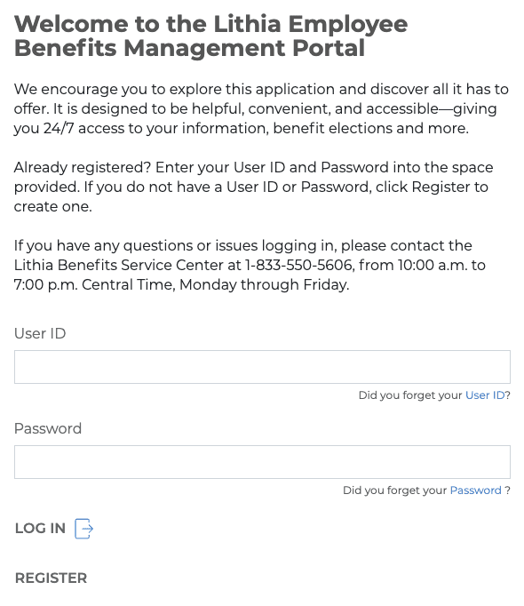 Lithia Motors Inc. Employee Benefits Login / Enrollment Benefits Account Manager