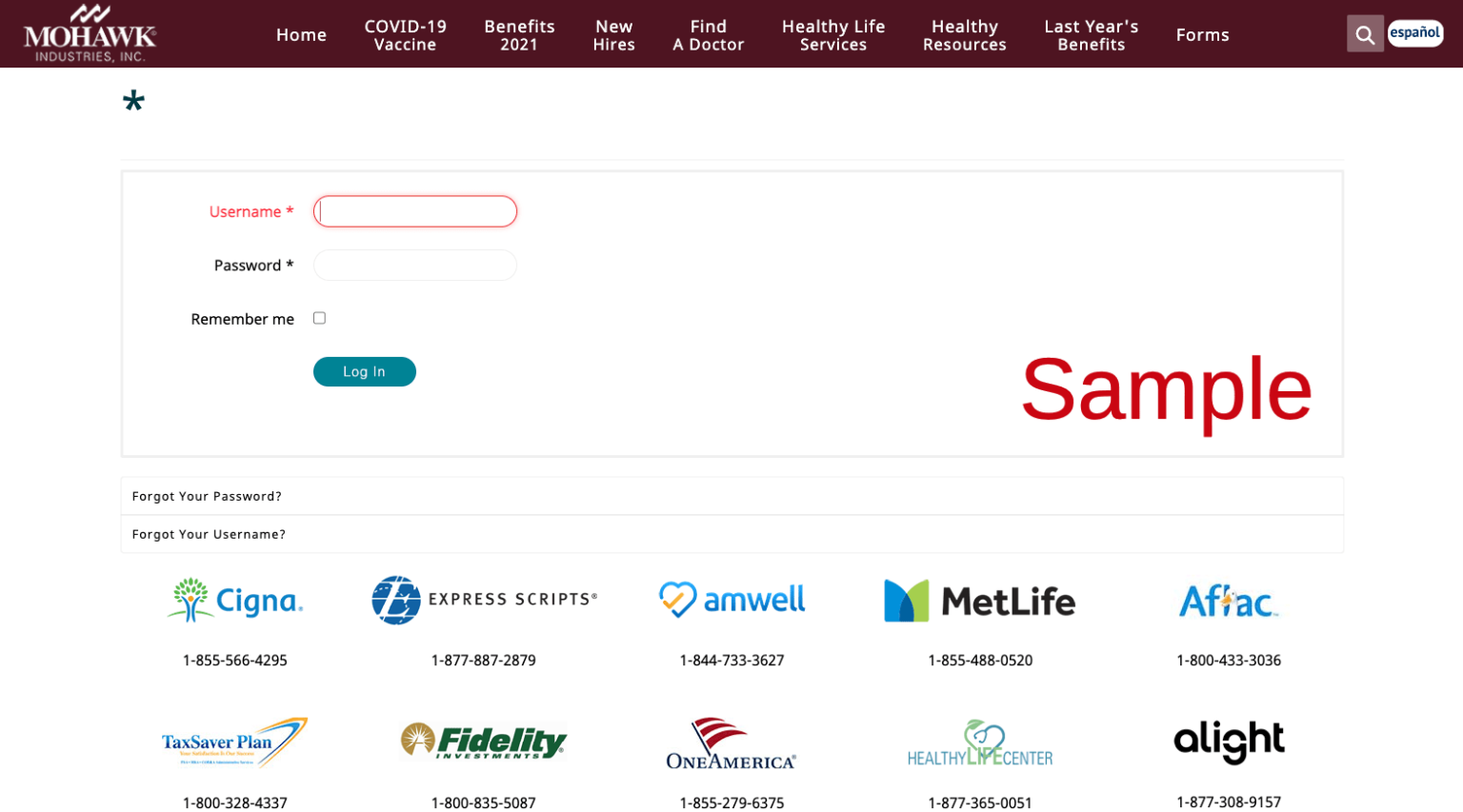 Mohawk Industries Employee Benefits Login / Enrollment Benefits Account Manager