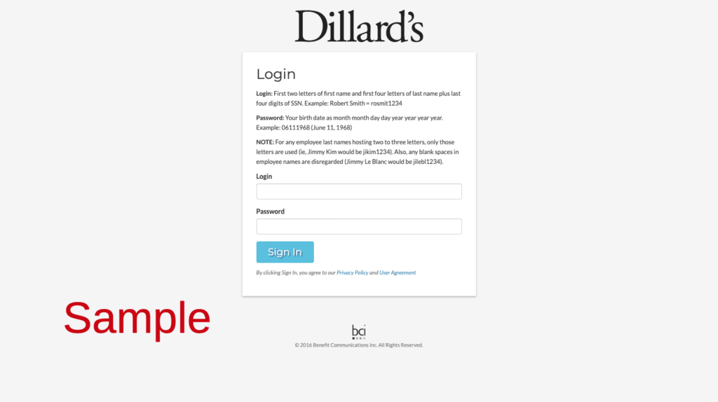 Dillard’s Employee Benefits Page Login Register Enrollment