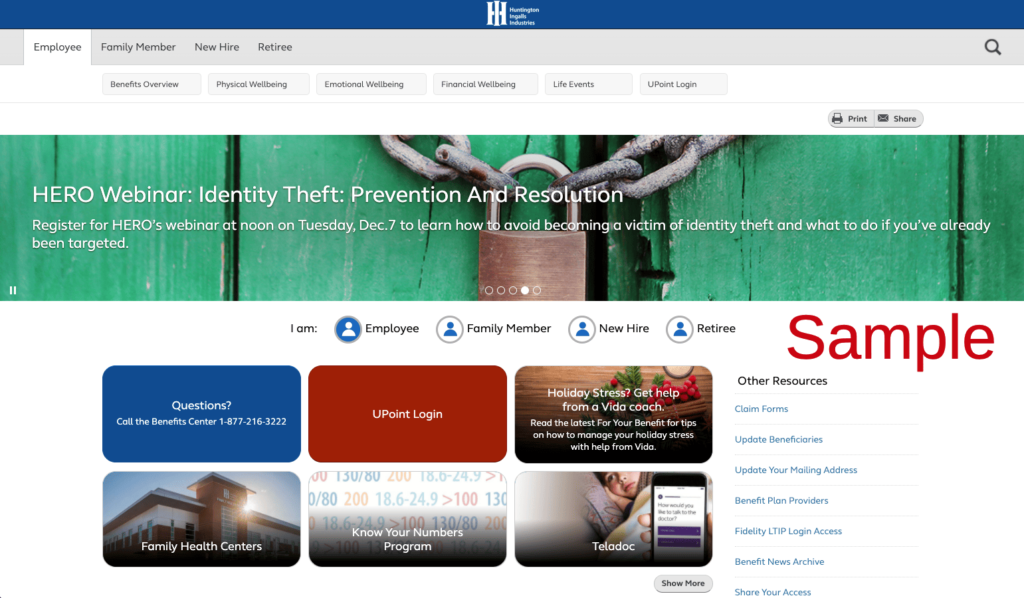 Huntington Ingalls Industries Employee Benefits Page Login Register Enrollment