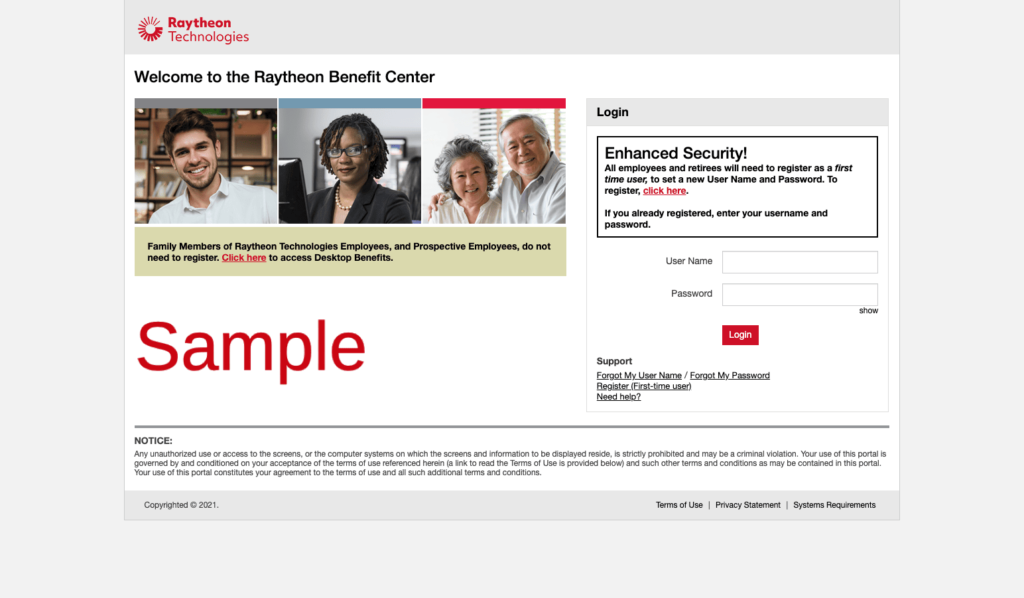 Raytheon Technologies Employee Benefits Page Login Register Enrollment