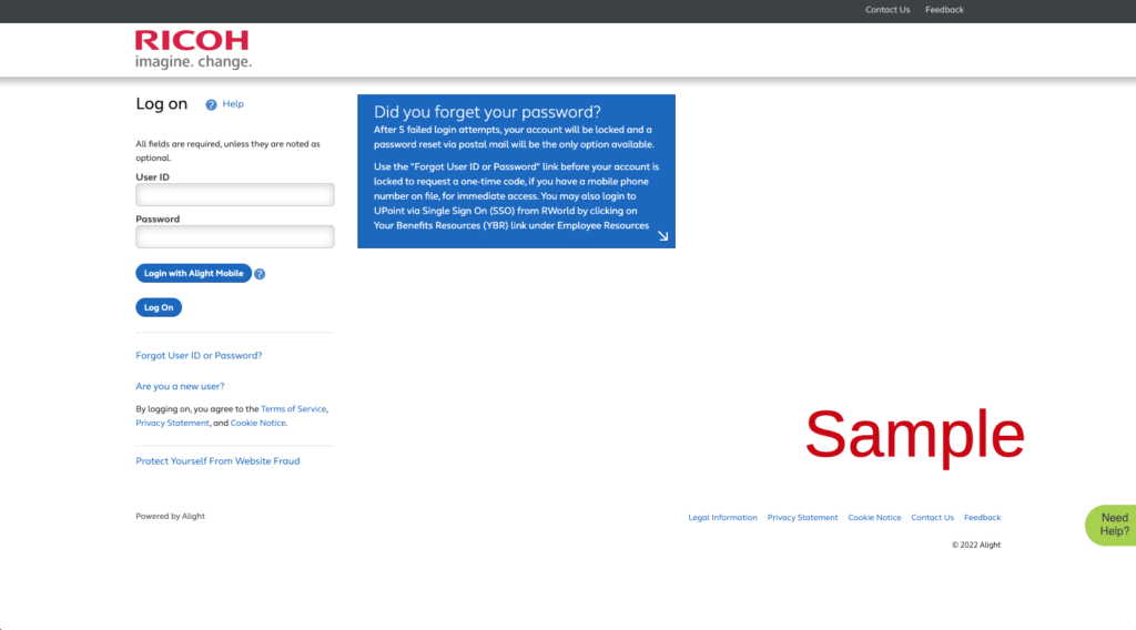 Ricoh Employee Benefits Login | Upoint Digital Ricoh | digital.alight.com/rac