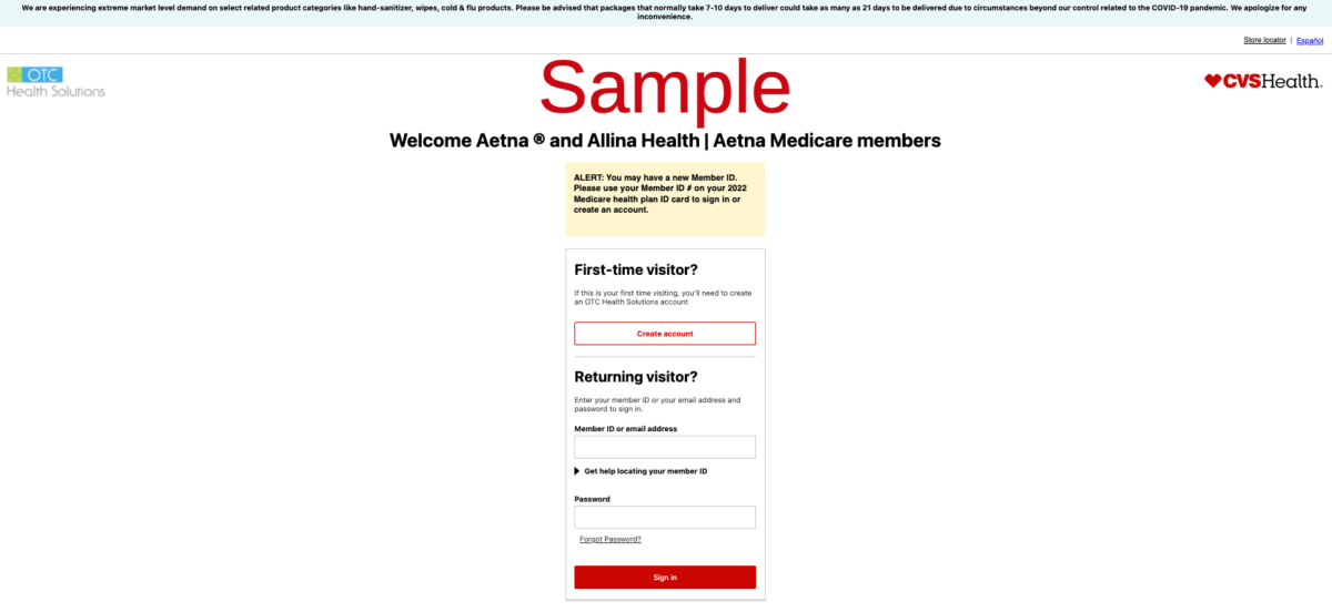 Aetna OverTheCounter OTCHS Health Solutions