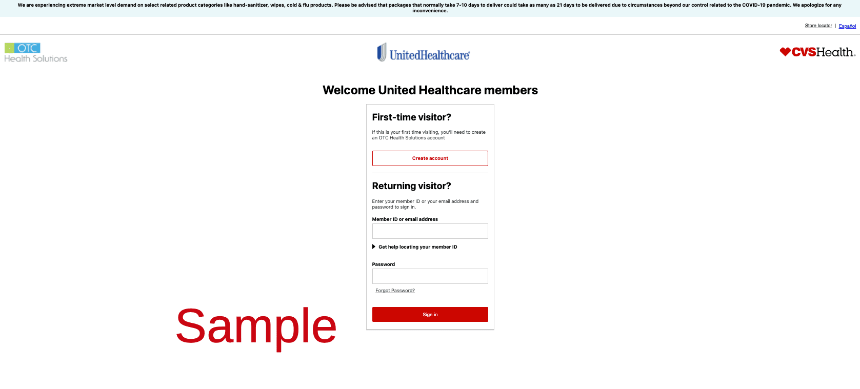 United Healthcare OTC Benefits Login Register Enrollment Page _ OTC Health Solutions _ OTCHS _ www.cvs.com_otchs_uhc