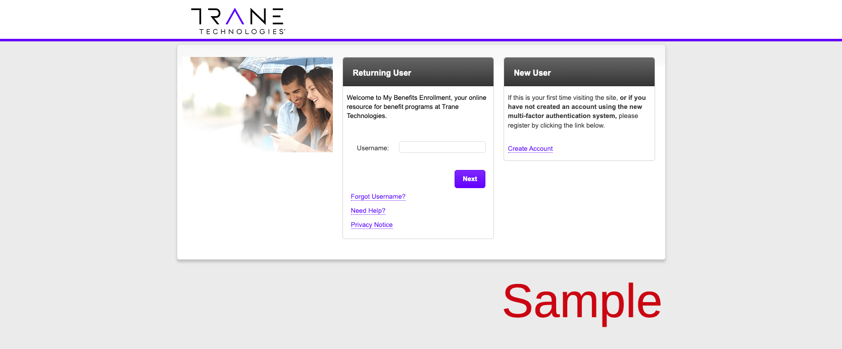Trane Technologies Employee Benefits _ Login Register Enrollment Page _ Handbook _ 401k _ Retired _ Pension _ mybenefitsenrollment.ehr.com