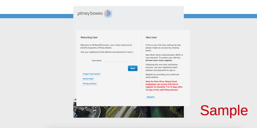 Pitney Bowes Employee Benefits _ Login Register Enrollment Page _ Handbook _ Retirement _ 401k _ BenefitConnect _ pitneybowes.ehr.com