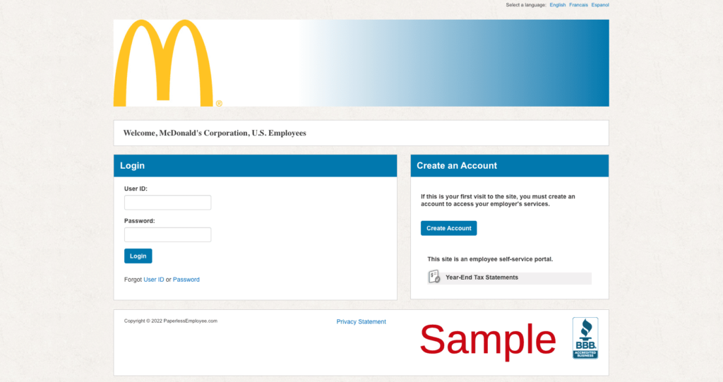 McDonald's Corporation Employee Benefits Login | Benefits McDonald's Corporation | Paperless | www.paperlessemployee.com/mcdus