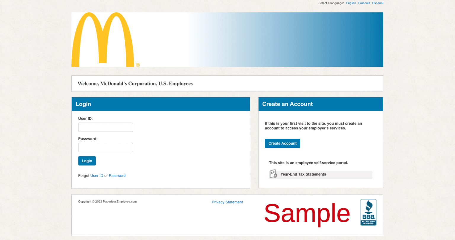 McDonald's Corporation Employee Benefits Paperless