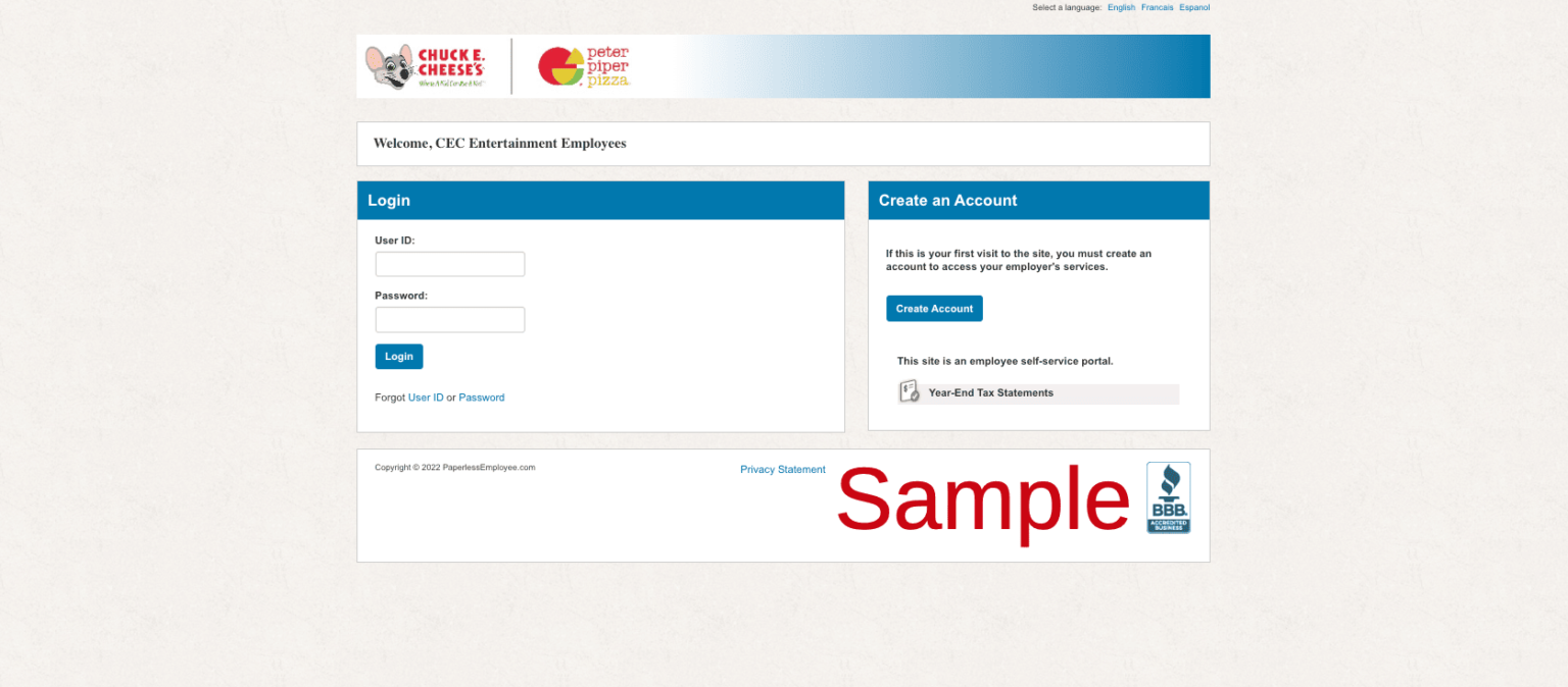 Chuck E. Cheese Employee Benefits Paperless Employee CEC