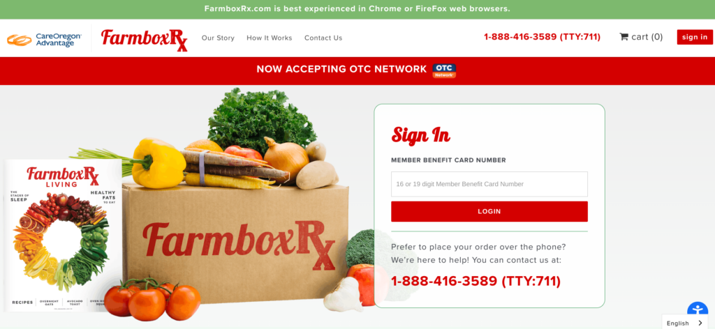 CareOregon Advantage Member Portal Farmbox RX OTC Card Benefits farmboxrx.comcareoregonadvantage Register Login Enrollment Page