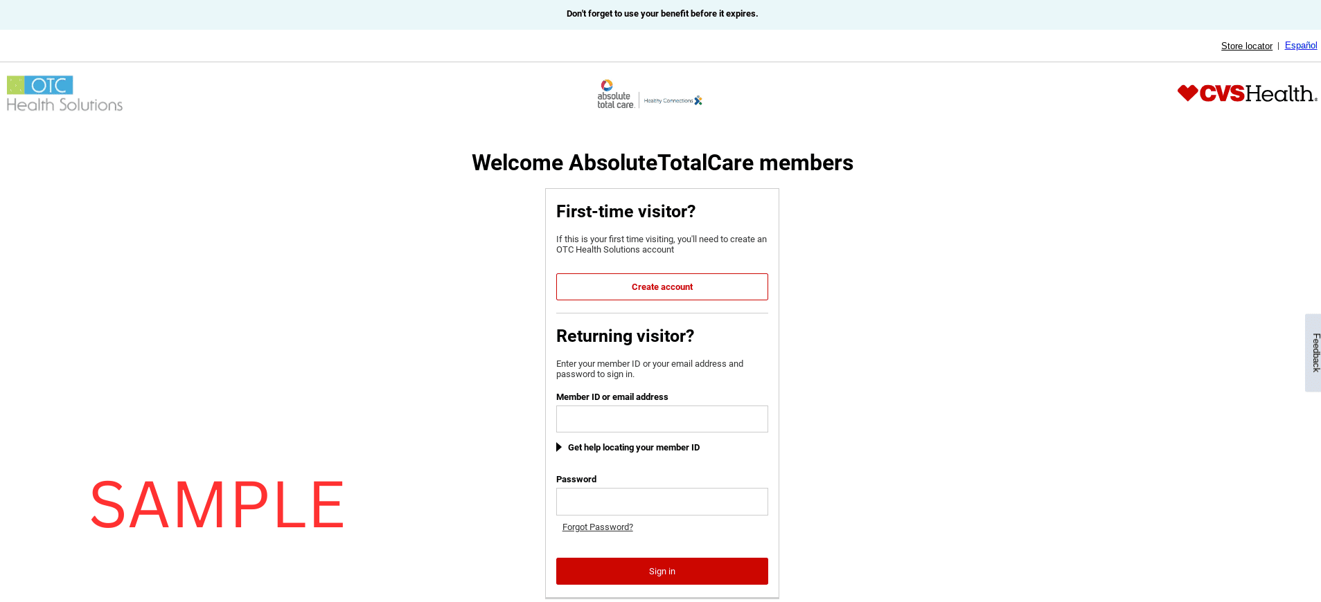 Absolute TotalCare 2023 Member Portal Login Register Enrollment Page CVS OTCHS Medicaid www.cvs.comotchsabsolutetotalcare