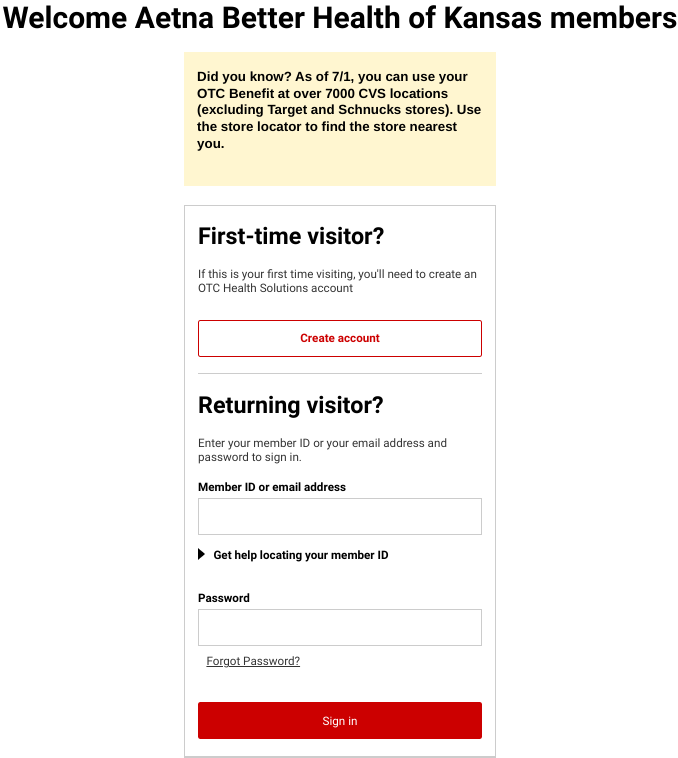 Aetna Better Health of Kansas 2023 CVS OTCHS Medicaid