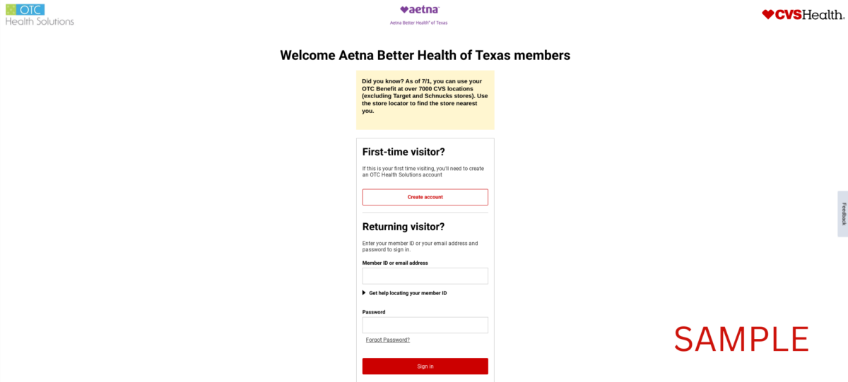 Aetna Better Health of Texas 2023 CVS OTCHS Medicaid